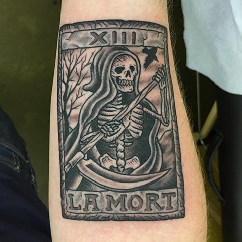 death tarot card, tarot card tattoo, Tad Peyton tattoo, Jinx Proof Tattoo, Washington D.C. tattoo, Absolute Art Tattoo, Richmond Va tattoo