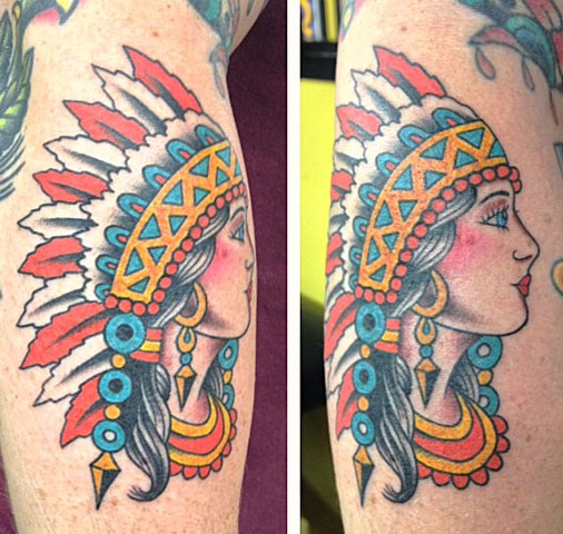 Sailor Jerry tattoo, Indian girl tattoo, pin-up tattoo, Tad Peyton tattoo, Jinx Proof Tattoo, Washington D.C. tattoo, Absolute Art Tattoo, Richmond Va tattoo