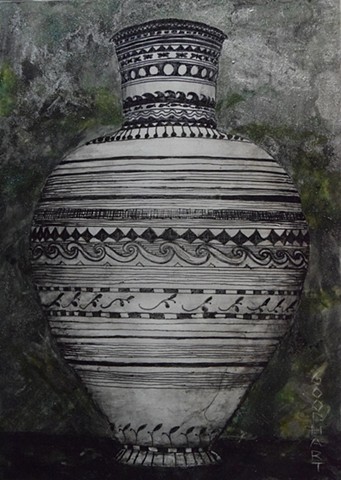 Etched White Amphora
