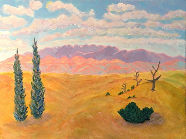 landscape, acrylic painting, landscape painting, southwestern, southwest, New Mexico, Galisteo, mountains