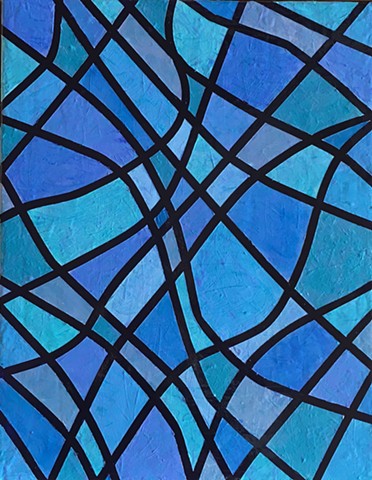 abstract painting by ann laase bailey primarily blue tones