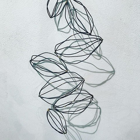 Seeds shapes that are abstract made of annealed steel wire with solder to create negative space