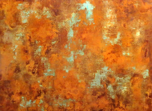 Original fine art abstract paintings with rust and copper patina