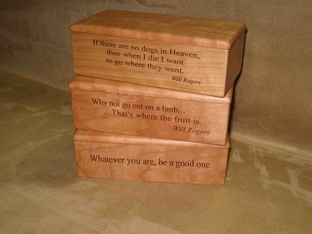 Chris Kamm glarner design lyrical box series laser engraved cherry wood boxes