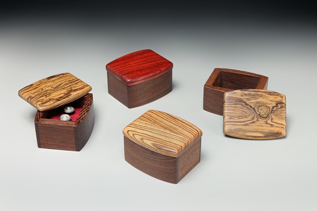 Chris Kamm Glarner Design small wood ring boxes hand polished sculptural