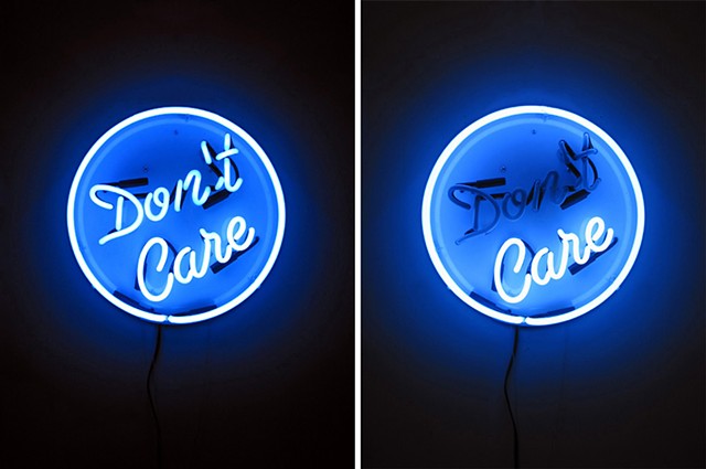 Care/Don't Care Interactive Neon Sign