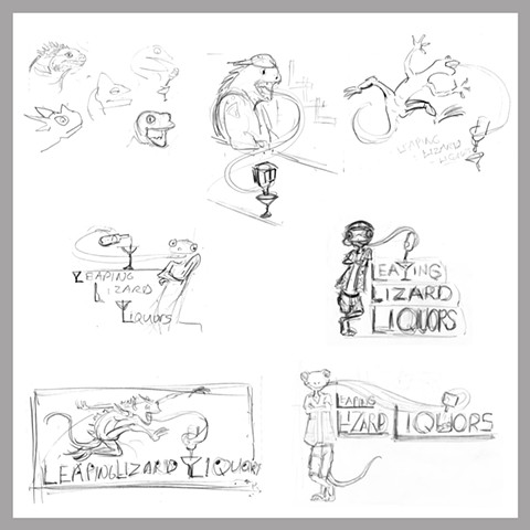 Leaping Lizard Early Rough Sketches
