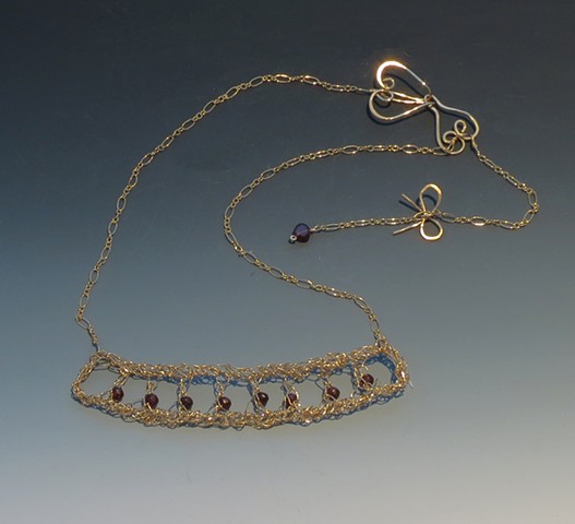 Garnet Studded Gold-filled Necklace