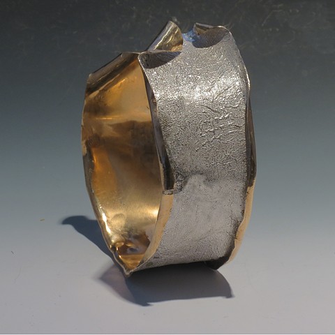 Reticulated silver filled nugold cuff