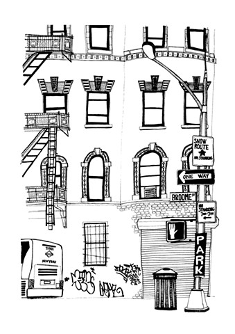 New York City Series, Broome Street, SOHO. Illustration by Dani Green