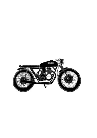 Salty Speed Co. Blacked out Honda CB400. Illustration by Dani Green