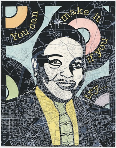 Cut paper portrait of Ted Jarrett by Lesley Patterson-Marx