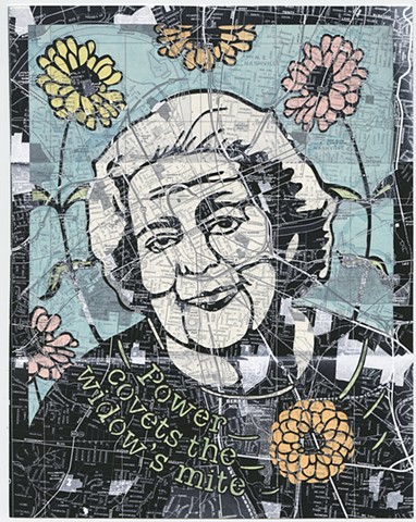 Cut paper portrait of Fannie Mae Dees by Lesley Patterson-Marx