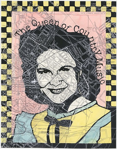 Cut paper portrait of Kitty Wells by Lesley Patterson-Marx