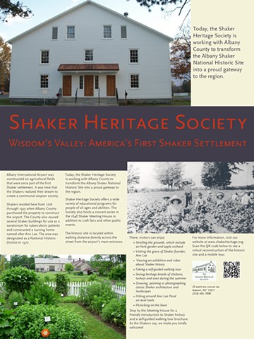 Shaker Heritage Site informational panel, Albany Airport