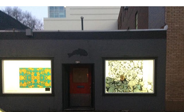Across the street view of Vivid 4 installed in Fishbowl II at Blackfish Gallery in Portland, OR