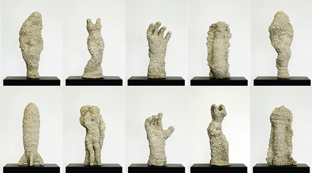10 Small Sculptures in clay by artist Paul March