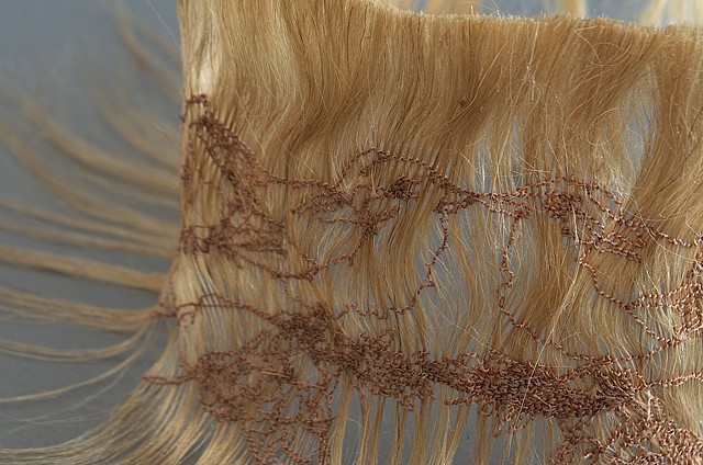 crown of human hair, human hair sculpture