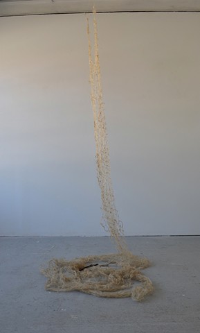 flax net, rapunzel sculpture, hair net sculpture