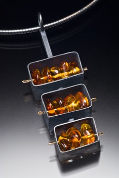 Three box amber pendant