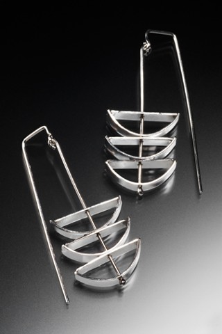 Three boat earrings