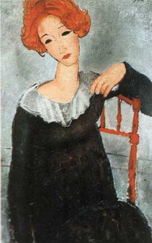 Linda as "Woman with Red Hair" by Modigliani