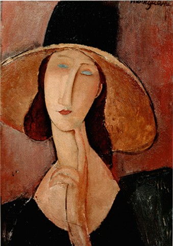 Portrait of a Woman in a Large Hat by Modigliani