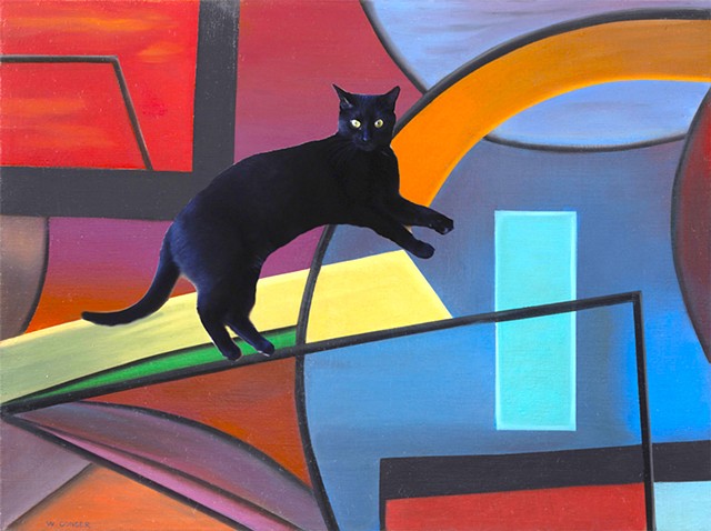 Mica the cat enters the work of 23 Chicago artists.