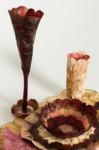 Table Setting, made from beet and turnip vegetable pressings.
