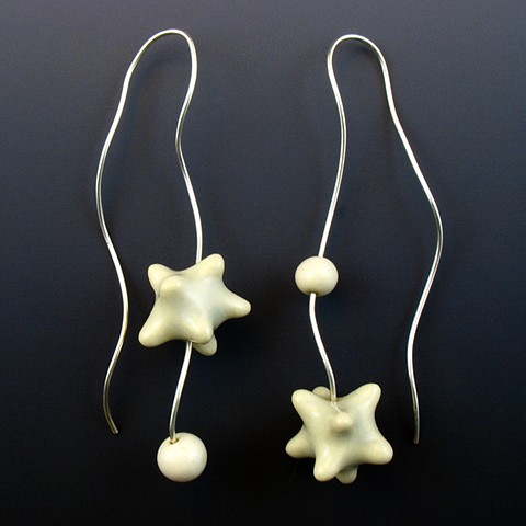 white amoeba earrings