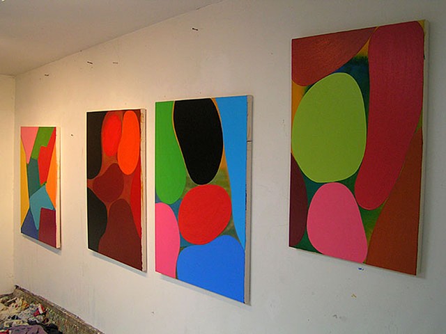 gary paller artwork on studio walls 4 abstractions in studio