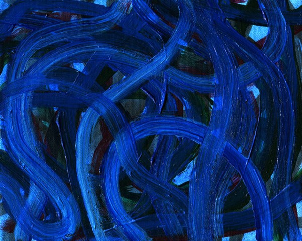 blue spaghetti painting