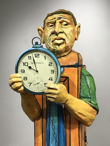 Sculpture, grandfather clock, Tronie, Michelle Post, 