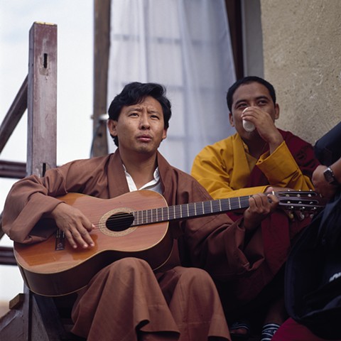 Lama Tenzin Samphel and Spiti Tulku, Urgyen Samye Chöling (Laugeral), France, circa 1990