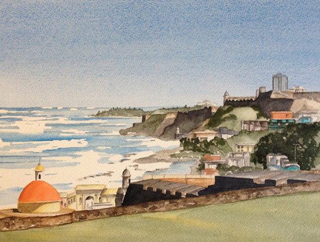 From the Fort at Old San Juan watercolor