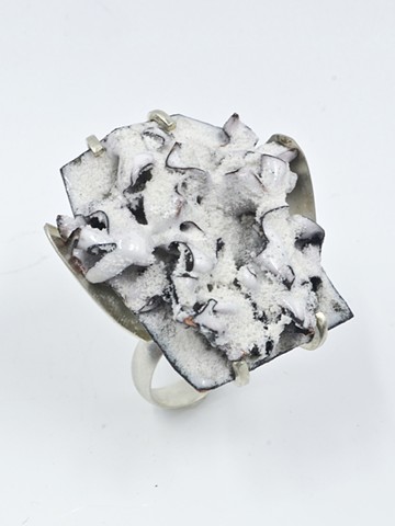 abstract enameled cocktail ring 