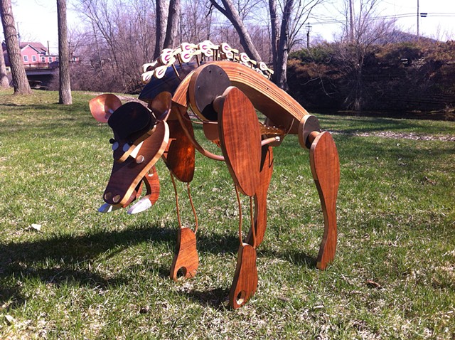 Piano Boar, upcycled boar sculpture 