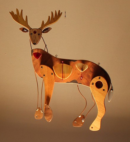 Hanging deer sculpture