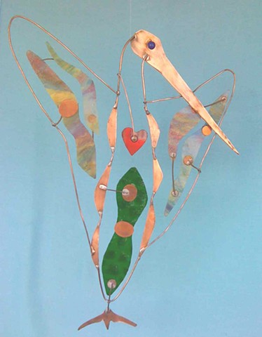 Hanging Bird Sculpture,  Conductor Bird. 