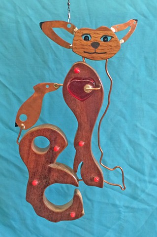 Hanging Cat Sculpture 