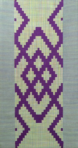 Handwoven Turned Beiderwand wall hanging with twill borders.
