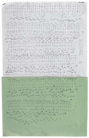 Untitled (numbers on green and white paper)