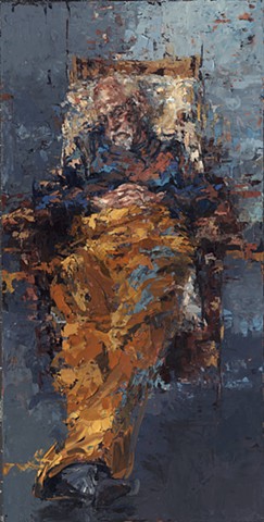 old man, painting, oil painting, man reclining, man sleeping, figurative art