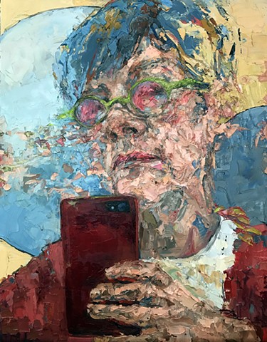 oil painting, portrait, figurative, cell phone, abstraction, tablet, social media, cell phone, Selfies