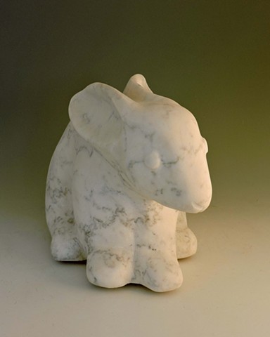 marble, stone, rabbit, garden sculpture Judith Kepner Rose, Striped Rabbit, hare