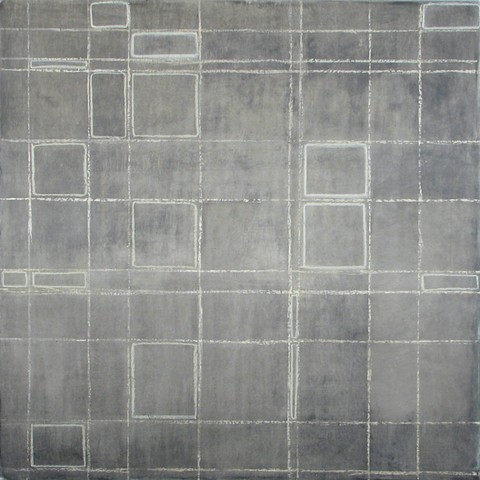 grid mixed media on panel by Yvette Kaiser Smith