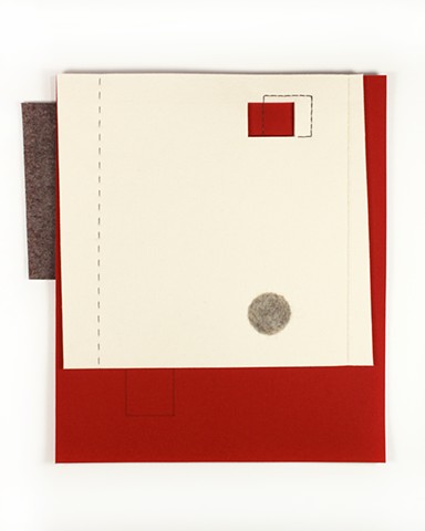 red and cream wool felt geometric composition by Yvette Kaiser Smith