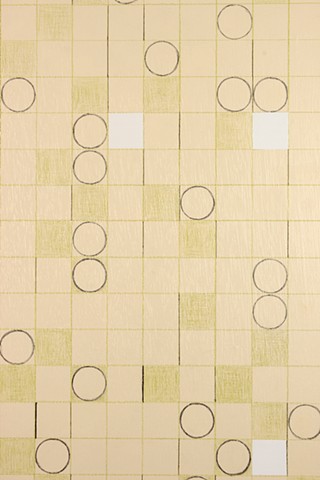 geometry and grid drawing on panel by Yvette Kaiser Smith