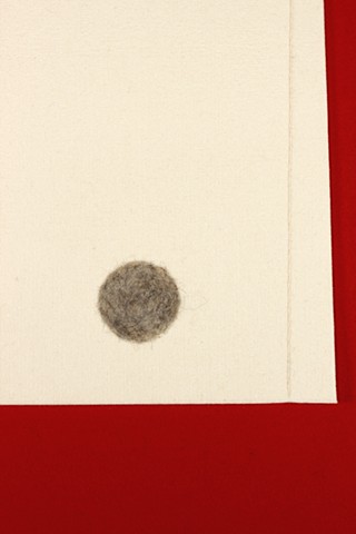 red and cream wool felt geometric composition by Yvette Kaiser Smith