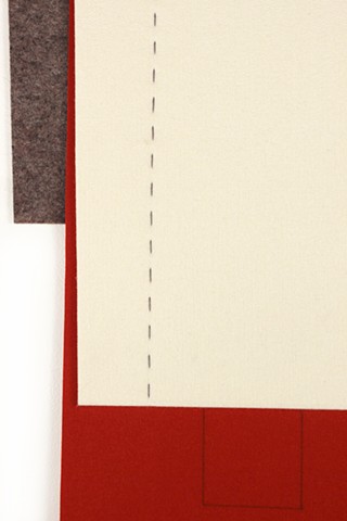 red and cream wool felt geometric composition by Yvette Kaiser Smith